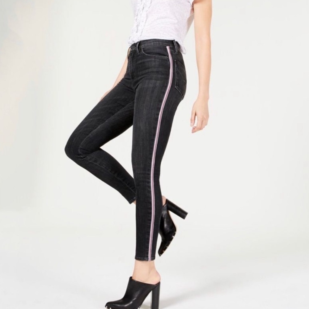 Hudson Los Angeles Barbara high waisted skinny jeans with side stripe